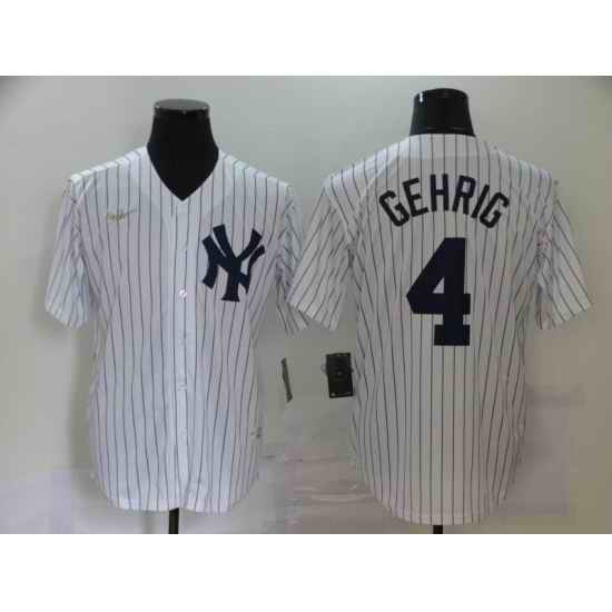 Yankees 4 Lou Gehrig White Nike 2020 Cool Base Jersey